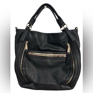 Steve Madden Black Faux Leather Bag Gold Hardware & Studs